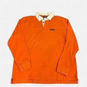 Orange Patagonia Rugby worn wear long sleeve polo shirt Men Large